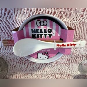 Hello Kitty Ceramic Bowl with Chopsticks & Spoon